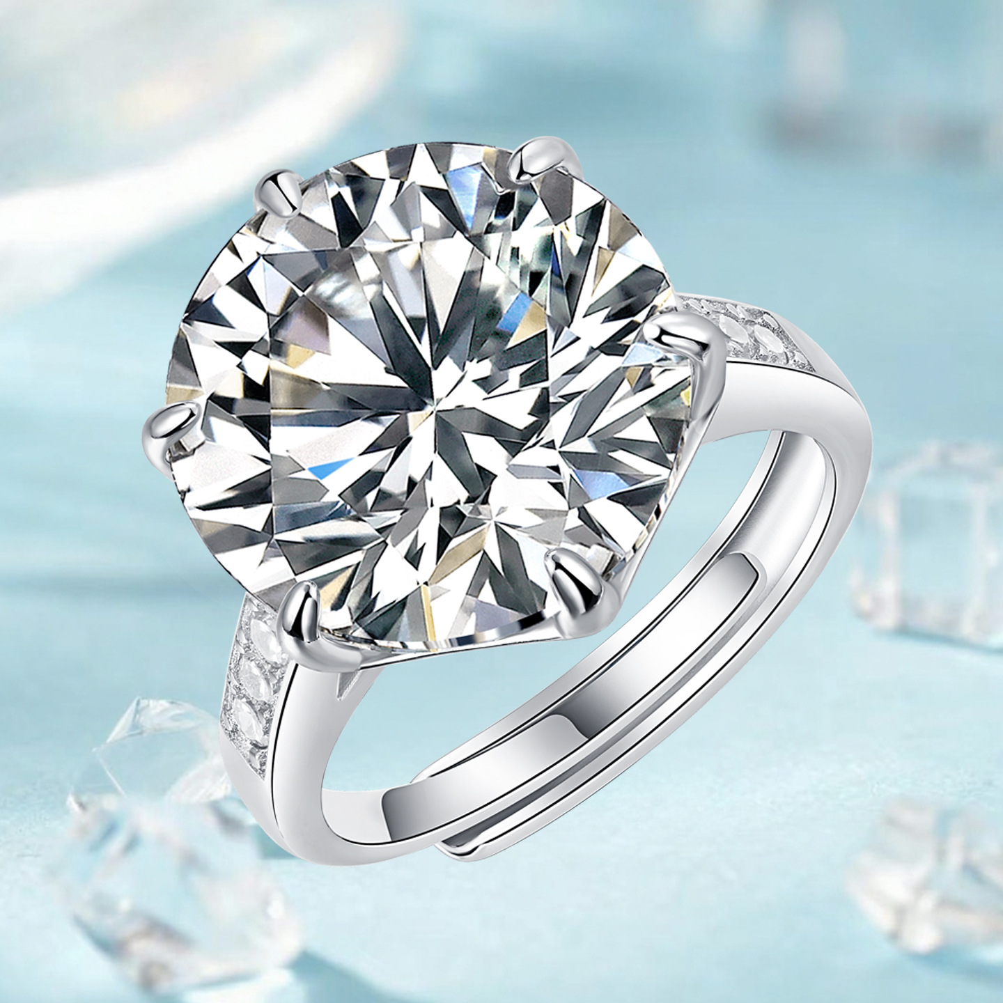 Moissanite Mouth Adjustable Inlaid Ring