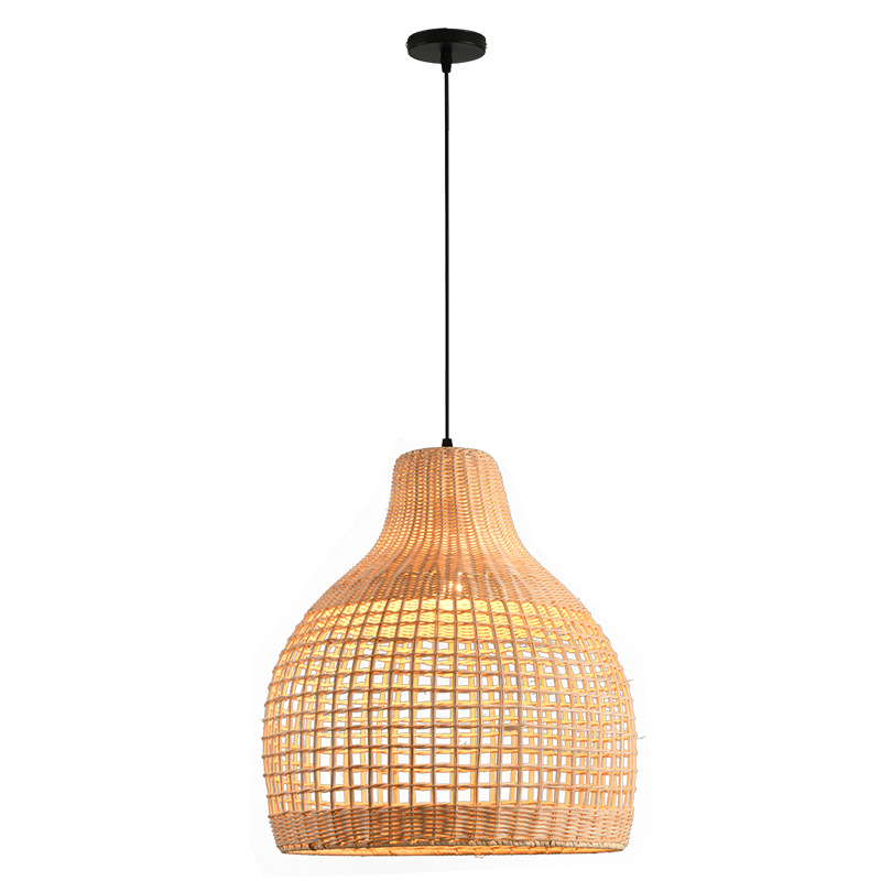 Landelier de caña bar sala de comedor estudio lámpara sala de té nostálgica lámpara de arte pastoral hogar tatami lienzo de caña