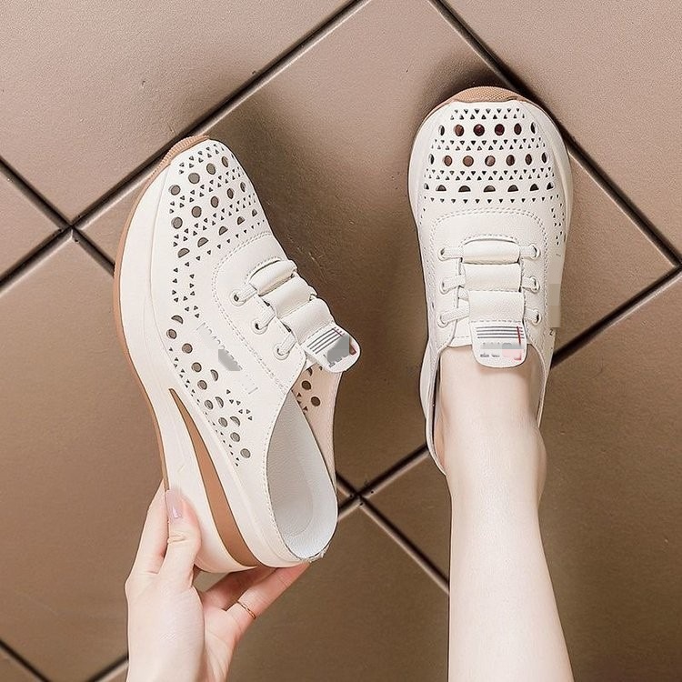 Hueco ventilador con cabeza de balde media zapatillas de mujer 06 explosión de verano tacones gruesos zapatillas de balde ligeras y cómodas para mujeres image 6