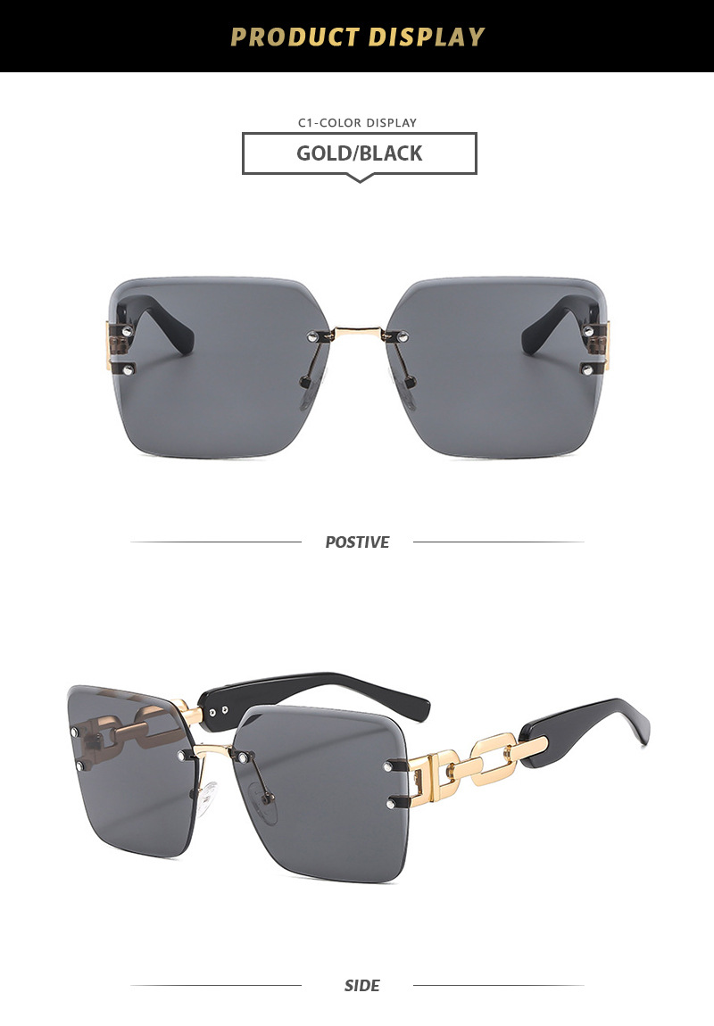 PC, UV400 Protection Lens Material Vacation Simple Style Streetwear Solid Color PC UV400 Protection Square Frameless Women's Sunglasses