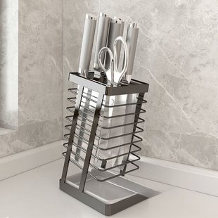 Knife Holder Kitchen Knife Holder 304 Stainless Steel Kitchen Storage Rack Household Drain Countertop Storage Rack Wholesale Manufacturer