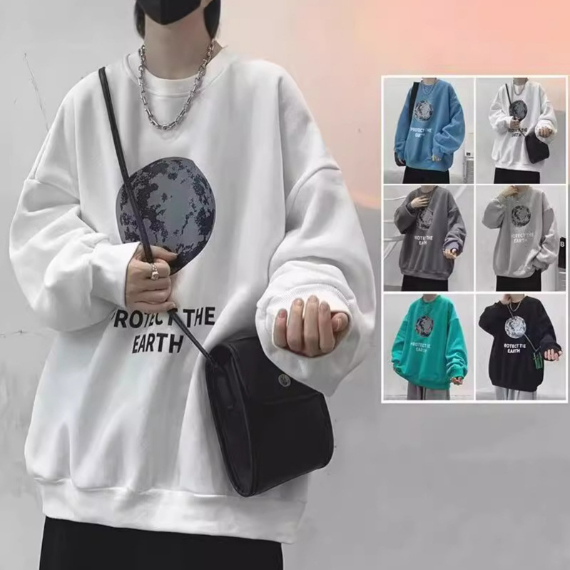 Men's Printed Sweater Spring and Autumn New Hong Kong Style Long Sleeve T-Shirt Trendy Men's Base Shirt Loose Top Trendy Brand