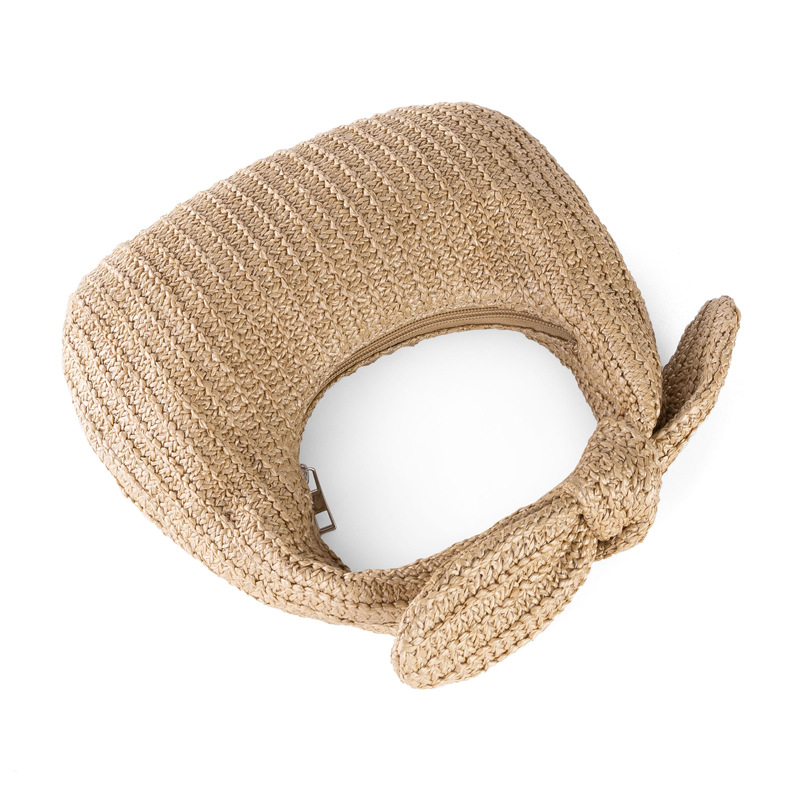 Bow Knot Pattern All Seasons Season Women's Small Straw Bow Knot Elegant Streetwear Dumpling Shape Zipper Handbag