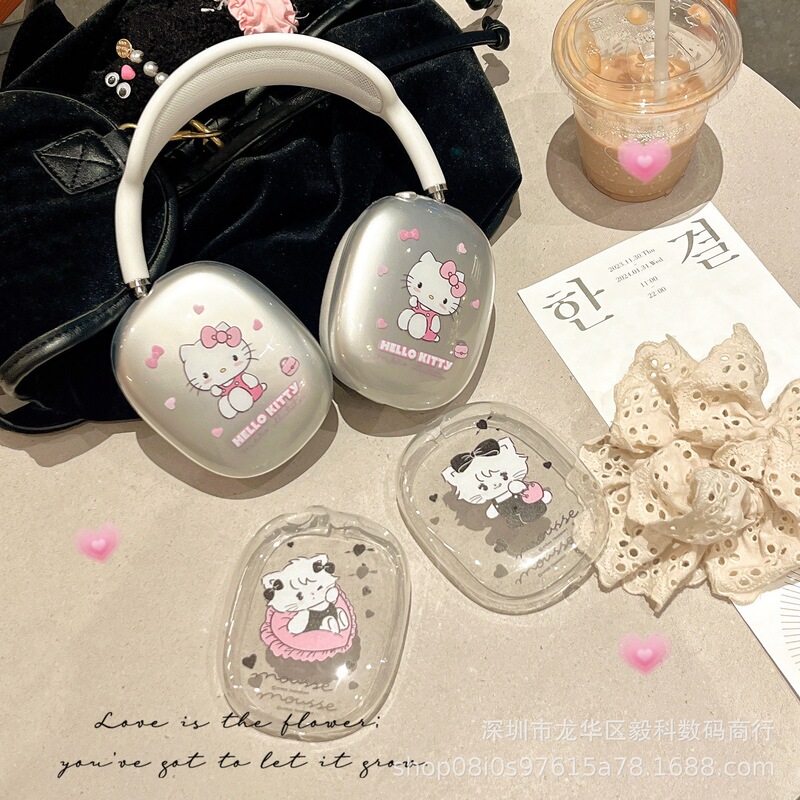 South Korea Airpods Max Protective Case Cartoon KT Cat Apple Max Headset Case Transparent Soft Case South Korea Airpods Max Protective Case Cartoon KT Cat Apple Max Headset Case Transparent Soft Case