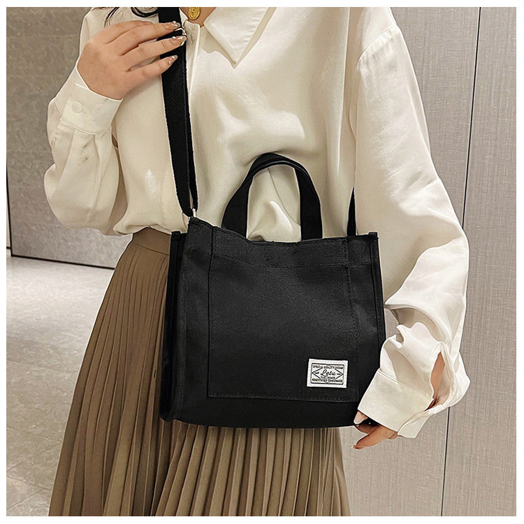257g Weight Polyester Lining Material Sewing Thread Fashion Element Zipper Closure Type Single Shoulder Strap, Top Handle Strap Type Square Bag Bags Type Casual Occasion Canvas Material Solid Color Pattern All Seasons Season Women's Gender Streetwear Style Square Shape Women's Canvas Solid Color Streetwear Sewing Thread Square Zipper Square Bag 13