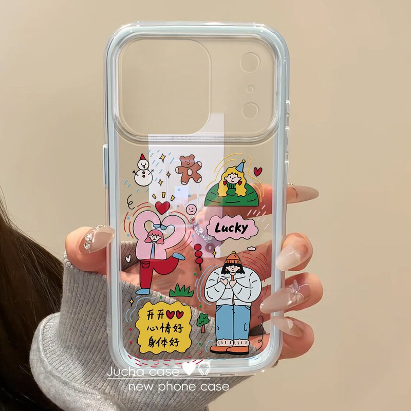 Suitable for Apple 16 Pro Max phone case, high-end style for women, new iPhone 17 silicone transparent case, lucky girl
