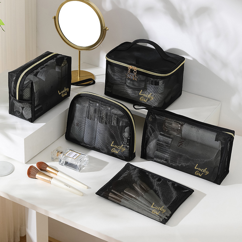 New transparent nylon mesh makeup bag ladies travel cosmetics storage simple wash bag wholesale LOGO New transparent nylon mesh makeup bag ladies travel cosmetics storage simple wash bag wholesale LOGO