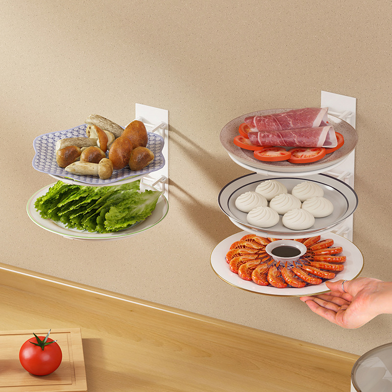 厨房备菜盘置物架免打孔可折叠多功能备菜盘墙上壁挂式多层配菜架
