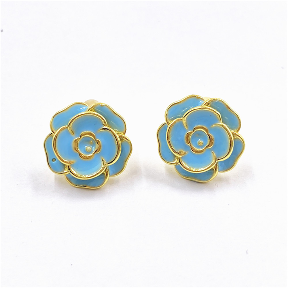 Holiday, Party Occasion 1 Pair Simple Style Flower Enamel Plating Copper Ear Studs