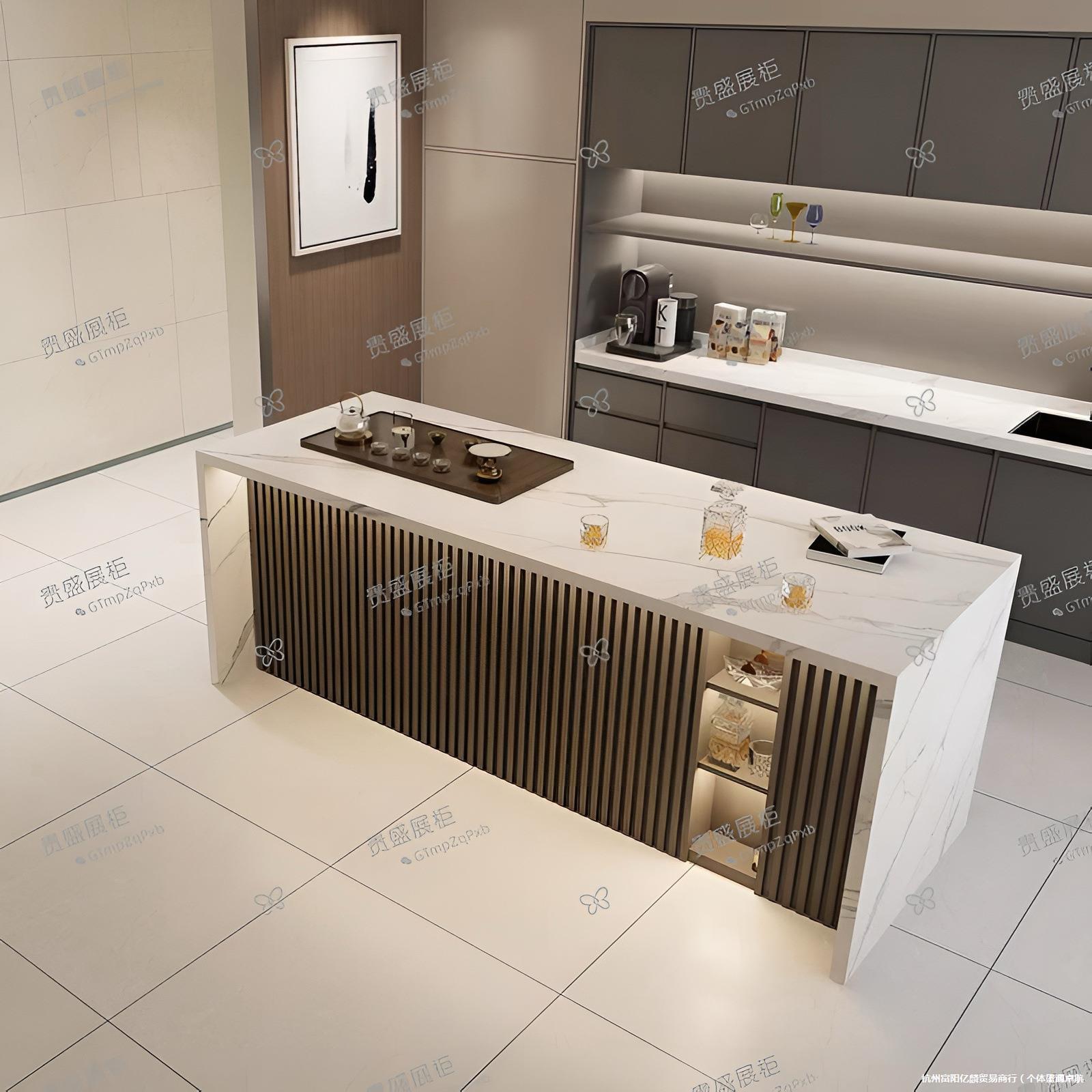 Slate Island Table, Separate Industrial Style Living Room, Marble Sideboard, Bar Counter, Cooking Island Table, Integrated Partition