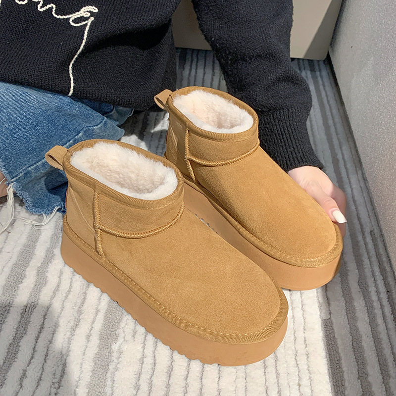 2023 new autumn and winter women's casual thick-soled snow boots plus velvet, thickening and heightening one-leg snow cotton shoes and cotton boots_voghion.com