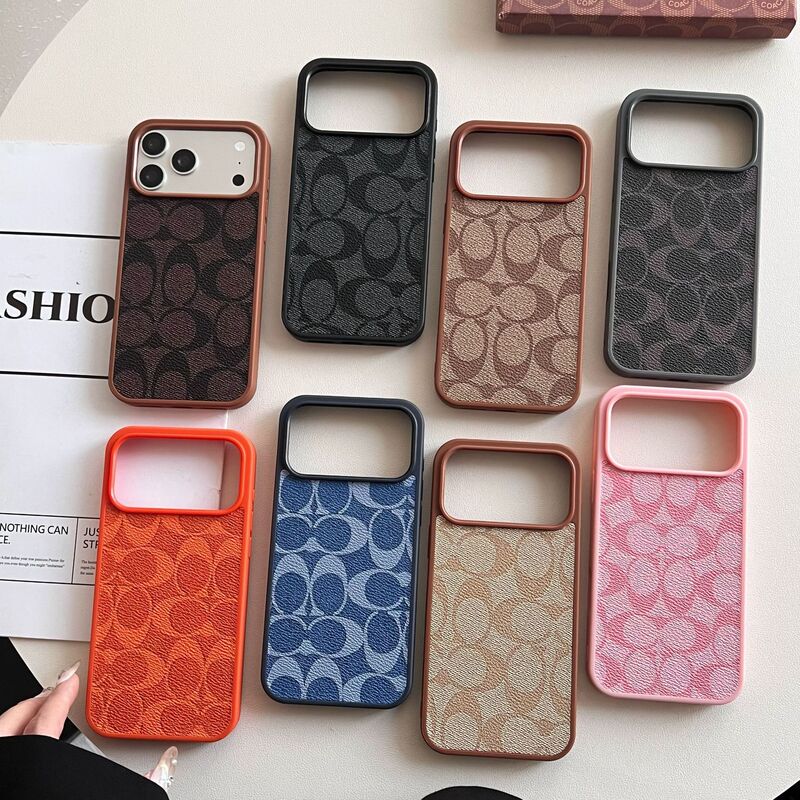 European and American Luxury Double C Coach Leather Case Suitable for Cross-Border Apple iPhone 17 Pro Max Phone Case I16 Protective Cover