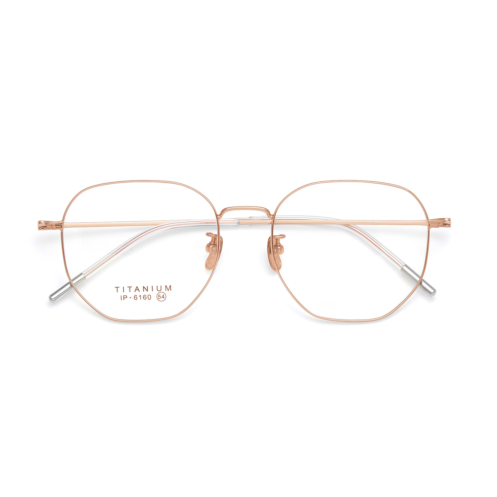 Marco de gafas poligonal de titanio retro de todo fósforo sin maquillaje, placa de cristal, cubierta de pie antideslizante, se puede utilizar para gafas Danyang