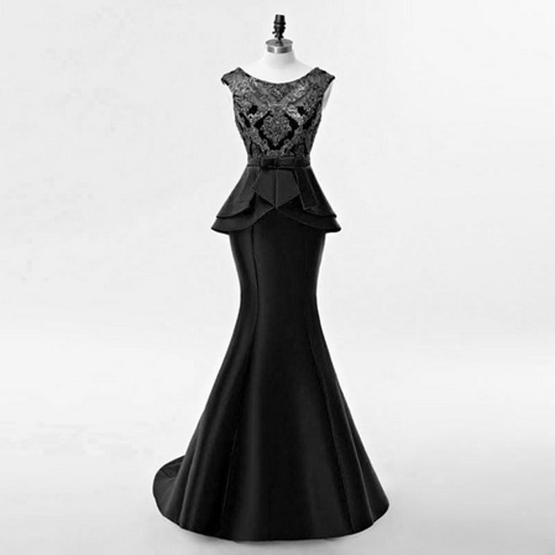 Nuevo vestido de noche vestido de novia europeo y americano Comercio exterior encaje con cuentas cuello redondo Amazon AliExpress deseo vestido de noche