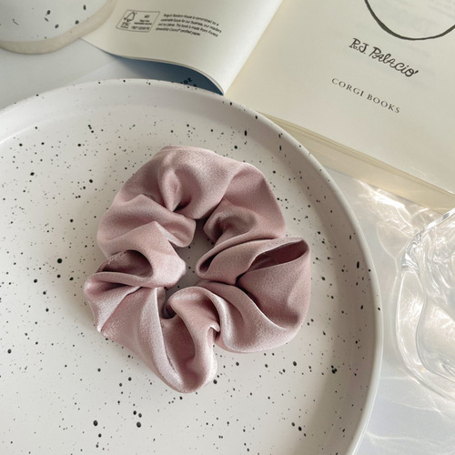 Satin solid color Korean girl's large intestine hair ring plain color versatile ball hair rope ins simple hair accessories rubber band