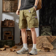 夏通気性と耐摩耗性マルチポケットメンズクォーターパンツアウトドアワークカジュアルパンツ大きいサイズルーズカーゴショーツ男性用