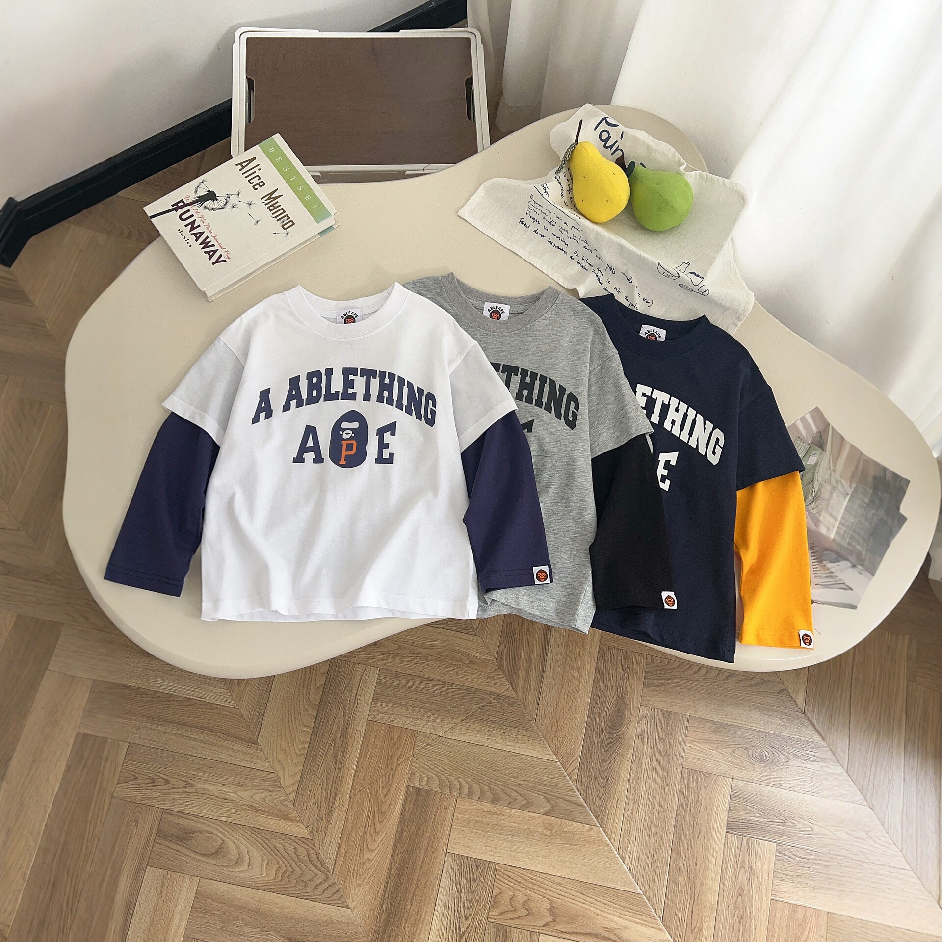 Children's Autumn 2026 New Cotton Long-Sleeved Fashionable Trendy T-Shirt Cartoon Print Korean Style Faux Two-Piece Base Layer Shirt