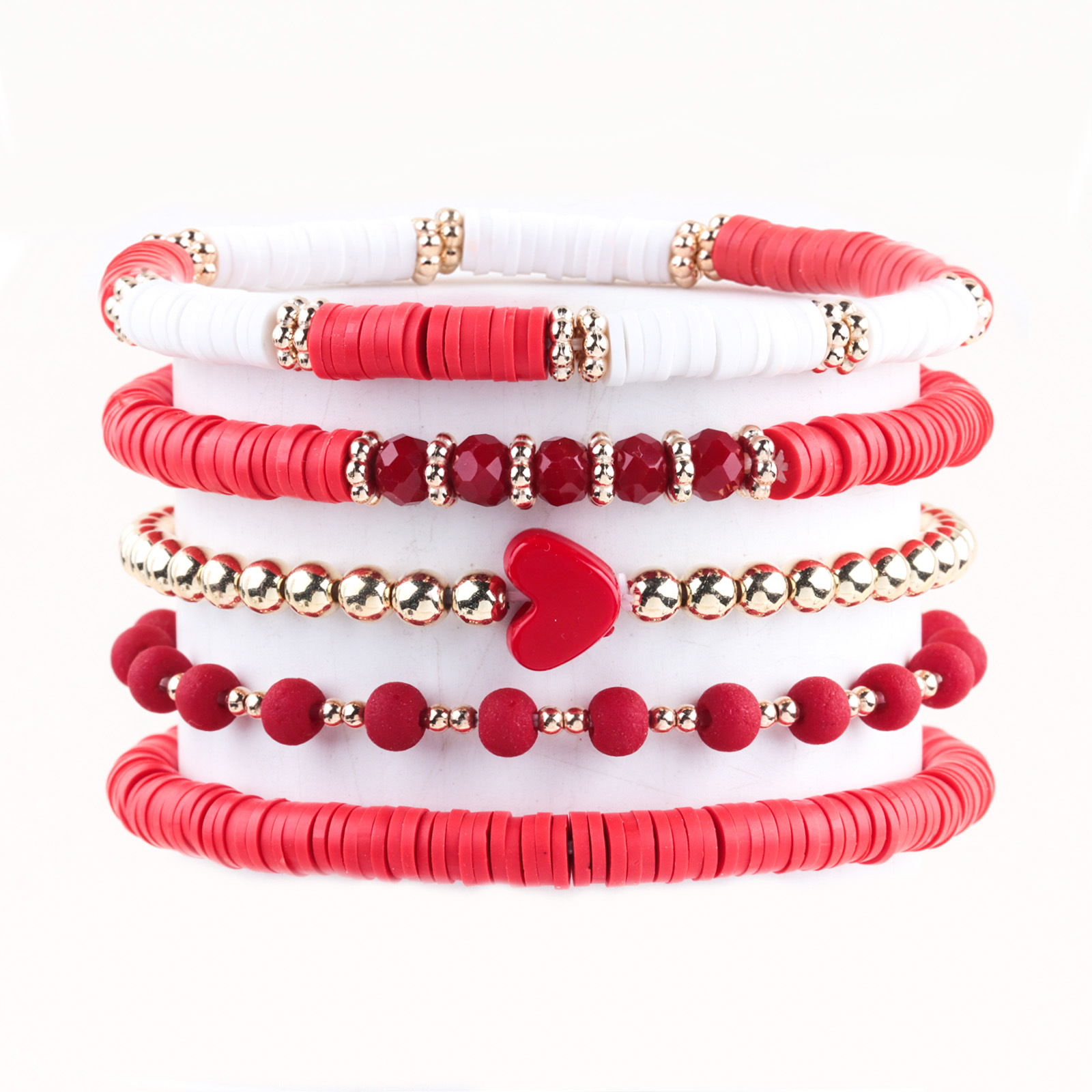 Heart Shape Pattern Women's Gender Simple Style Heart Shape Soft Clay Beaded Chain Beaded Bracelets Wholesale
