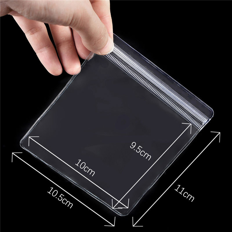 5#PVC 투명하고 부드러운 두꺼운 지퍼백| 10.5x11cm 내부 사이즈 10x9.5cm 10개