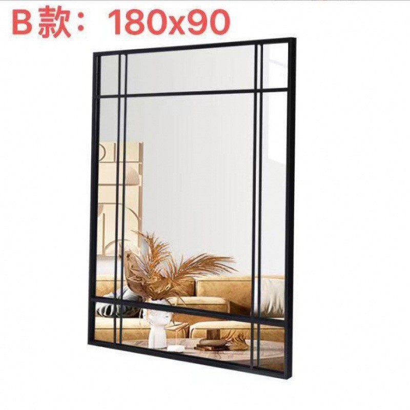 Nórdico moderno cuadrado simple espejo de cuerpo completo pared muebles interiores espejo de vestir de cuerpo completo decoración de entrada retro