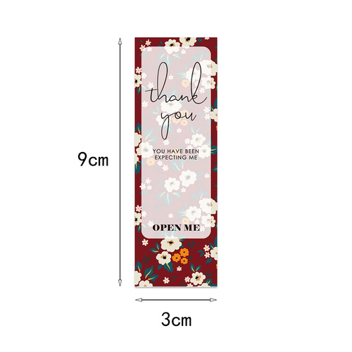 Cross-border wholesale flowers rectangular thank you sticker gift box sealed film waterproof label packaging supplies