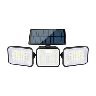 Solar Wall Lamp Outdoor Wall Lamp Three-Head Wall Lamp Courtyard Lighting Human Body Sensor Lamp Garden Lamp