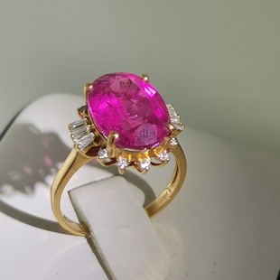 18K Gold Row Diamond Rubile Ring Lubile Natural Tourmaline Ring Jewelry Jewelry Women's Accessories Decoration