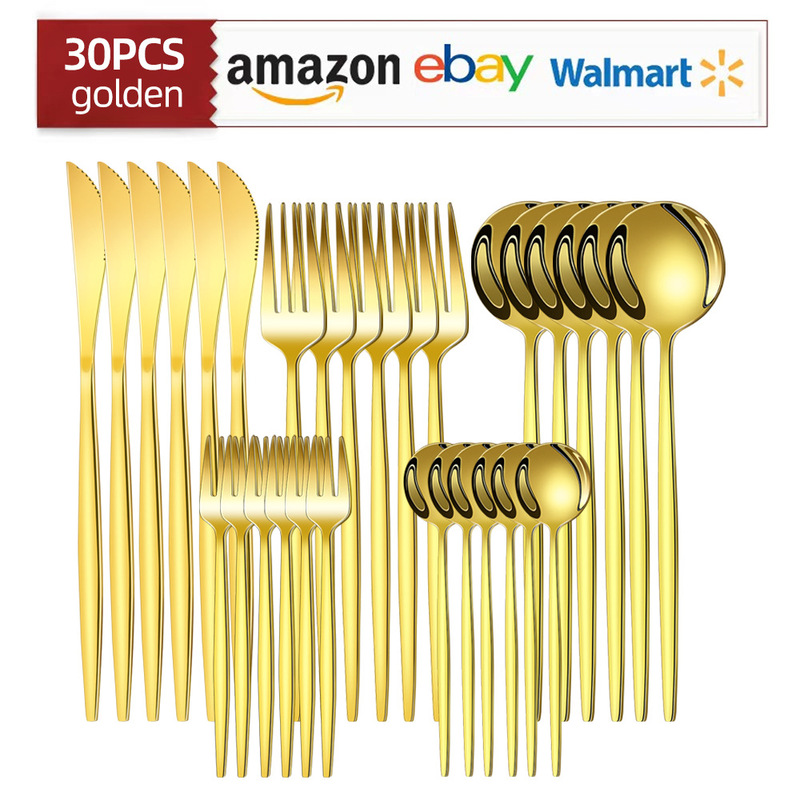 New cross-border Amazon stainless steel tableware 24 pieces suit Portuguese knife and fork spoon Western tableware gift box suit New cross-border Amazon stainless steel tableware 24 pieces suit Portuguese knife and fork spoon Western tableware gift box suit