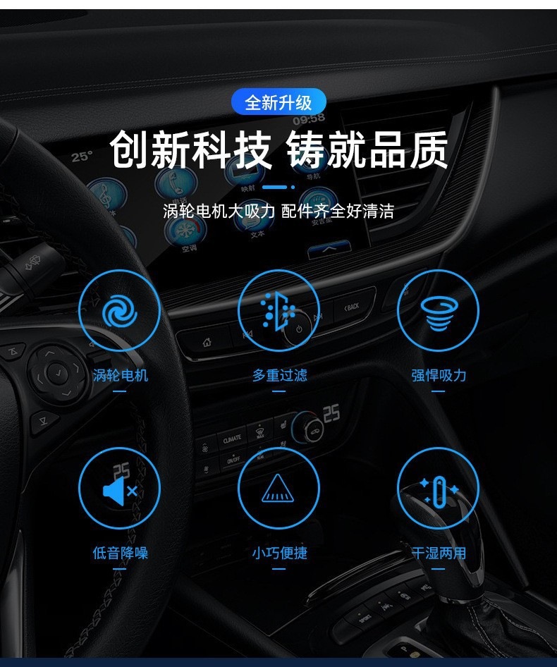 Car Vacuum Cleaner, Home Pet Cat Hair Suction Device, Wireless Multi-Functional Car Vacuum Cleaner, High-Power Dry and Wet Dual-Use