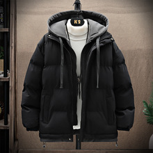 定制羽绒棉服连帽假两件潮流休闲棉袄新款棉衣外套男冬季青年加厚