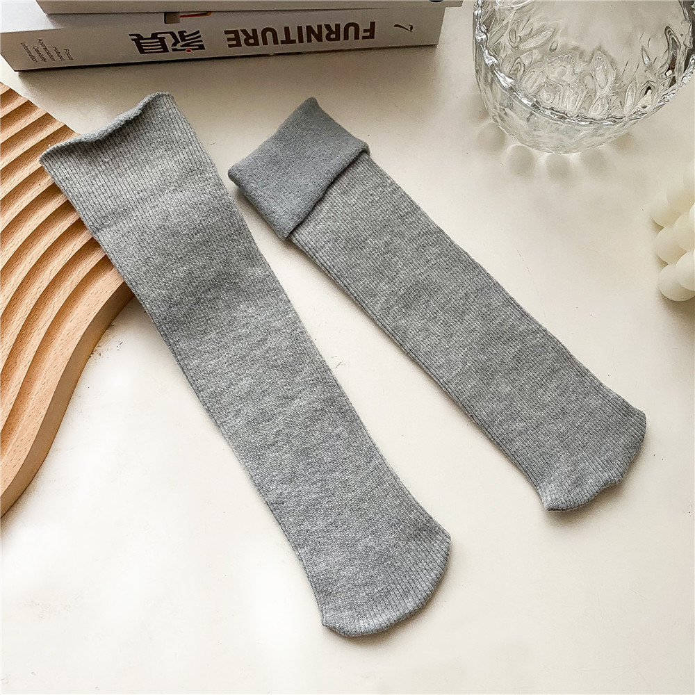 Pila de mujer Calcetines invierno engrosada caliente suelto rizado mujeres embarazadas confinamiento calcetines color sólido rayas finas serie marrón Calcetines