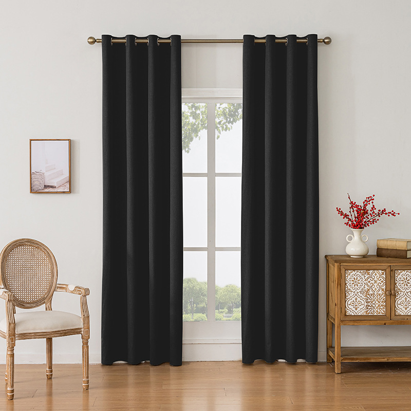 Suministro transfronterizo exclusivo para el comercio exterior de Amazon, cortinas opacas de lino sintético para dormitorio y sala de estar, cortinas al por mayor de Shaoxing.