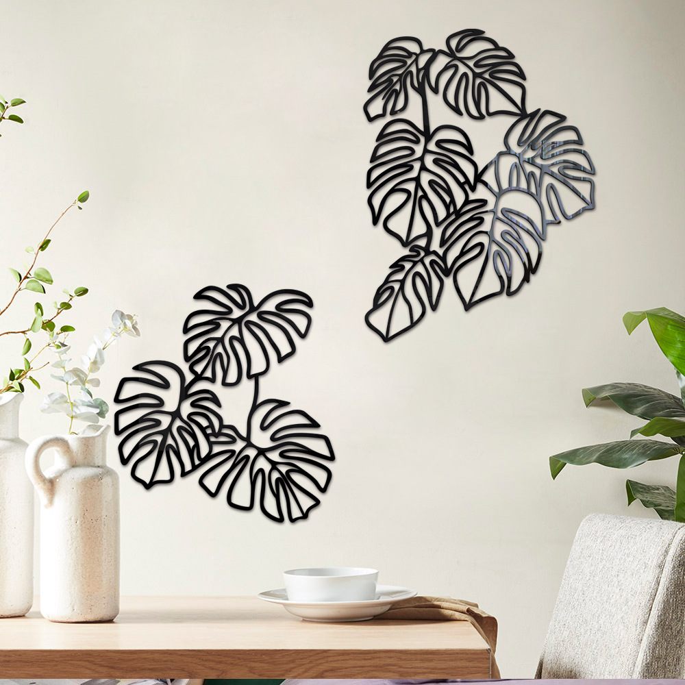 JM1076 Cross-Border 3D Palm Leaf Acrylic Home Decoration Self-Adhesive Mirror Wall Sticker_voghion.com