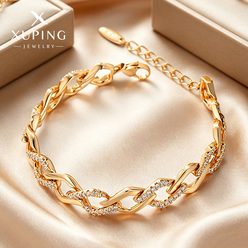 Xuping comercio exterior transfronterizo de gemas artificiales de aleación de cobre geométrica pulsera de diamante nicho simple de alta sensación de joyería