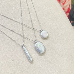 Strong Light Natural high quality Freshwater Baroque Pearl S925 Sterling Silver Princess Pendant New Product