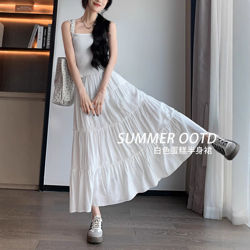 White Skirt for Women 2025 New Summer High-Waisted Large Swing Skirt A-Line Umbrella Skirt Long Skirt Petite Cake Skirt White Skirt for Women 2025 New Summer High-Waisted Large Swing Skirt A-Line Umbrella Skirt Long Skirt Petite Cake Skirt