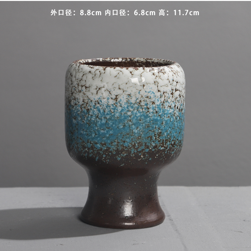 景徳鎮の多肉の植木鉢の陶磁器の個性のアイデアの復古の青い花の簡単な法師の控型の小さい古い杭の粗い陶器の植木鉢|undefined