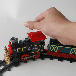 Children's Electric Train Track Toy, Retro Steam Train That Produces Smoke, Educational Assembly Toy for Boys Aged 3+, Realistic Steam