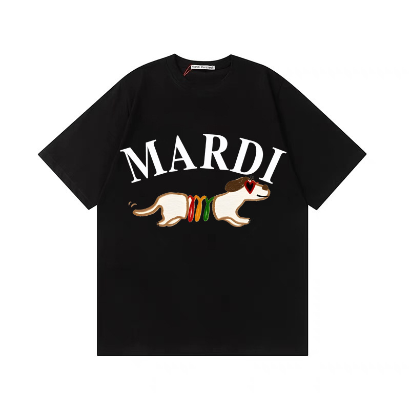 Wholesale Korean Mardi Short-Sleeved Women's Line Dog Print Gold High Silver Same Style Pure Cotton T-Shirt Casual Versatile Top