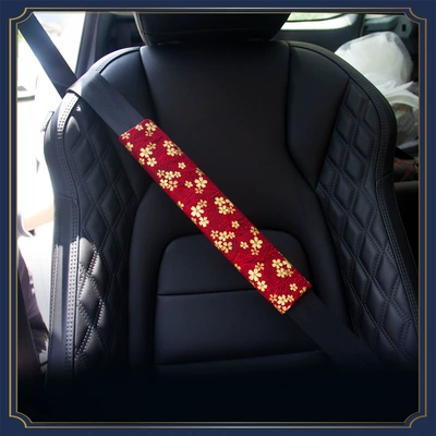 wind safety belt shoulder protective: Seat belt shoulder pad - cherry-blossom-red-wind-belt-shoulder-pad-30cm