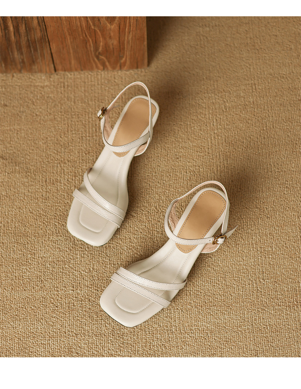 Sandal nữ quai ngang mũi hở gót cao 5.5 cm kiểu Hàn Quốc — đen chi tiết 17