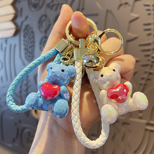 卡通潮流可爱亚克力切面爱心小熊背包小礼品公仔情侣钥匙扣挂饰