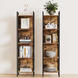 LW5层书架带背板储物架适用于家庭办公室客厅厨房卧室工业风格