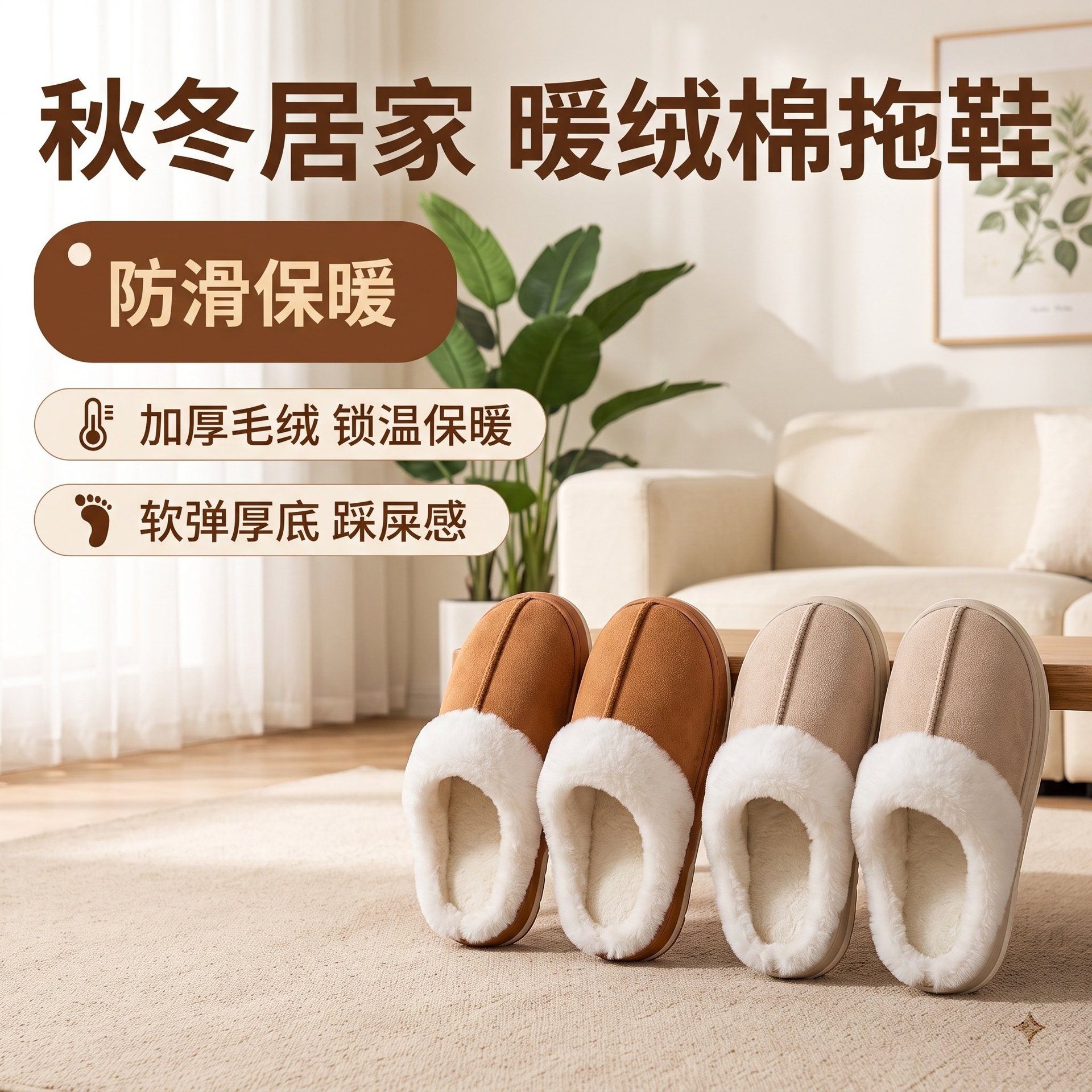 Warm women's slippers platform