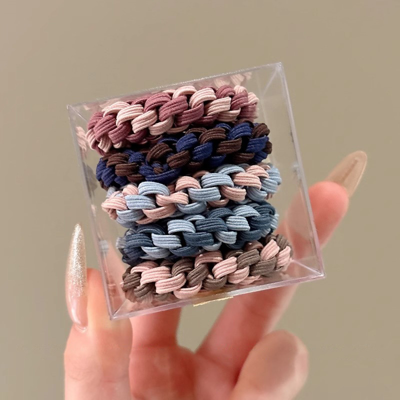 Banda de goma de alta elasticidad y duradera para mujer, lazo para el cabello tejido de cola de caballo alta, nuevo estuche de cuero, cuerda para la cabeza de mujer, tocado de cuerda para el cabello grueso de red