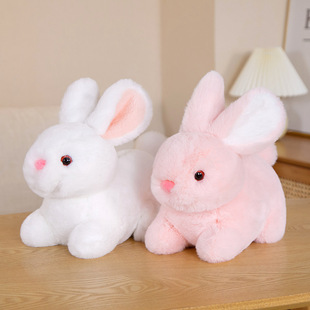 Cute white rabbit doll plush toy simulation rabbit doll children's birthday gift foreign trade manufacturers wholesale