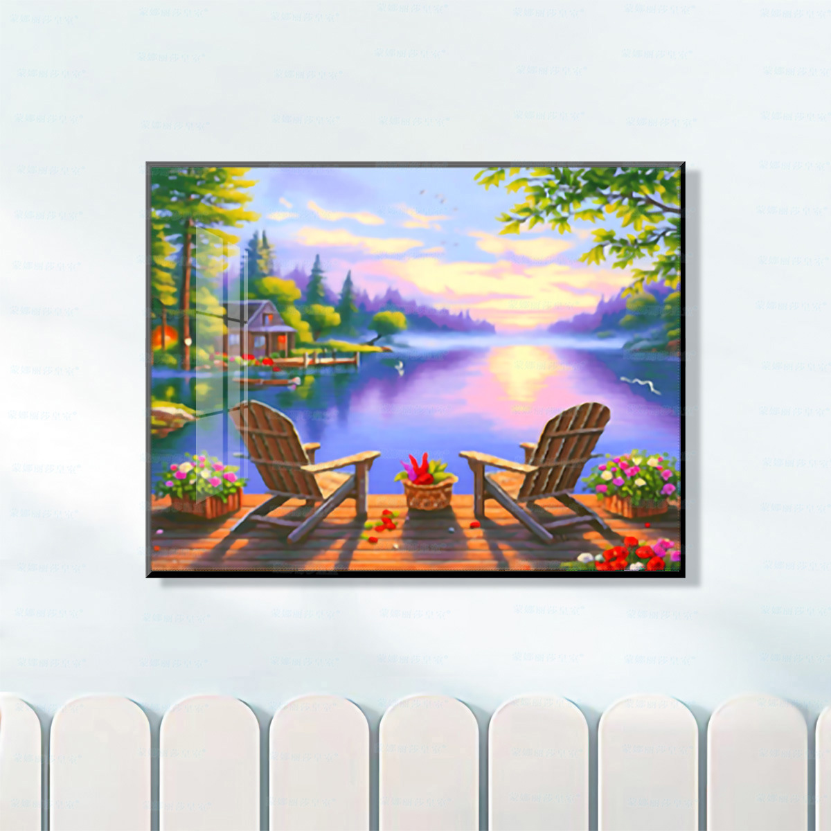 Mona Lisa real bordado cruzado tiempo de ocio moderno minimalista pequeñas piezas paisajes sala de estar porche bordado de hilo a mano