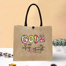 亚马逊爆款 MAESTRA 教师花卉麻布 tote bag 跨境环保购物帆布袋