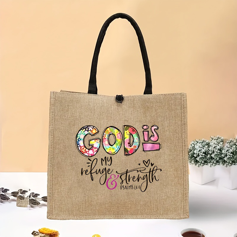 亚马逊爆款 MAESTRA 教师花卉麻布 tote bag 跨境环保购物帆布袋