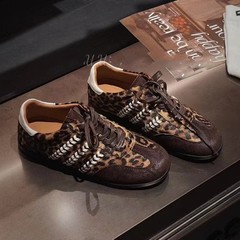 欧洲站2025秋季新款豹纹马毛系带德训鞋女运动鞋时尚休闲女鞋单鞋